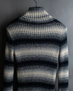 "Christian Dior" Gradient striped irregular neck knit