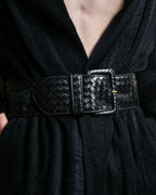 "BOTTEGA VENETA" Intrecciato style wide leather belt