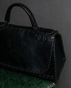 "FENDI" Hand stitched design leather hand bag