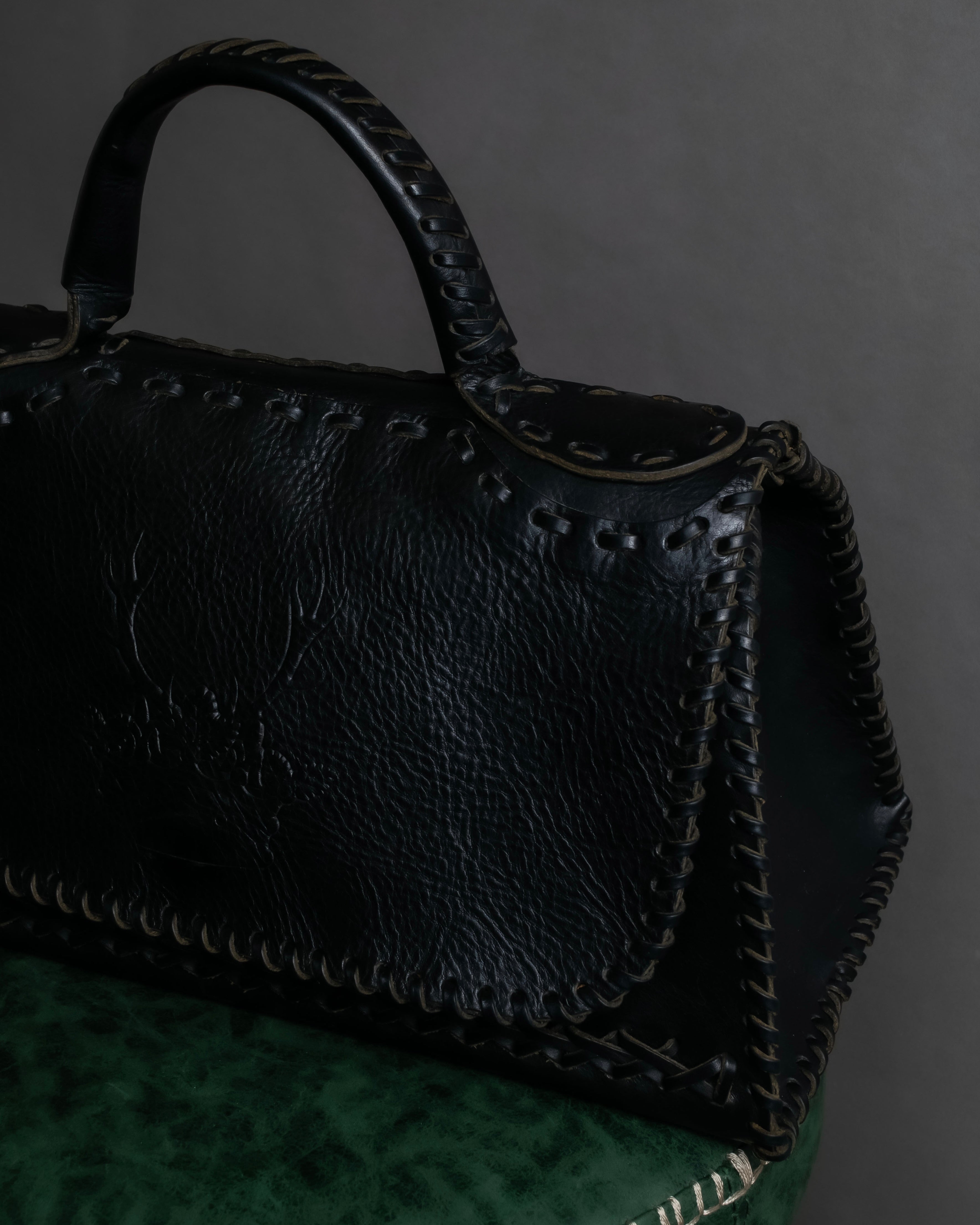 "FENDI" Hand stitched design leather hand bag