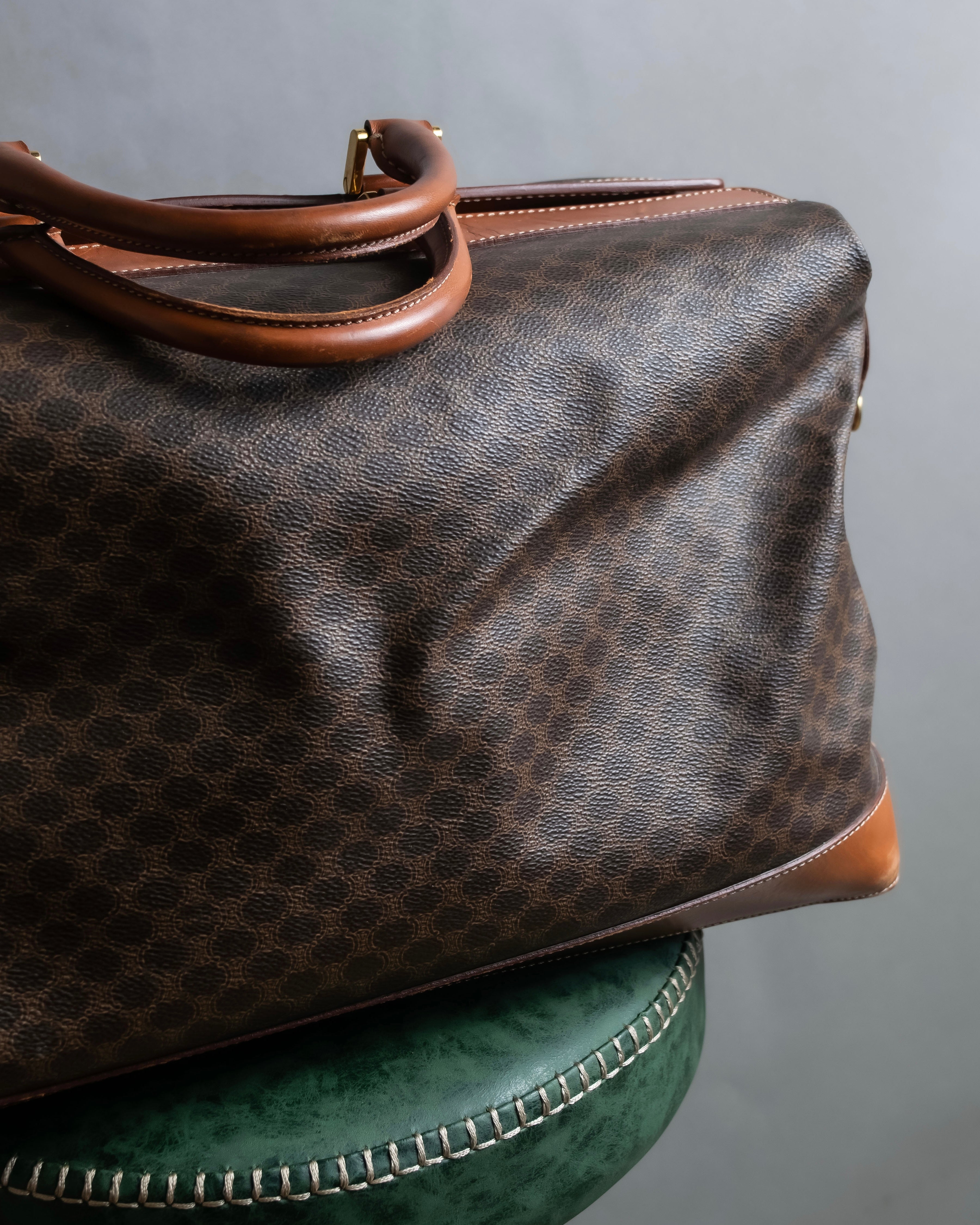 "CELINE" Macadam pattern leather combination boston bag