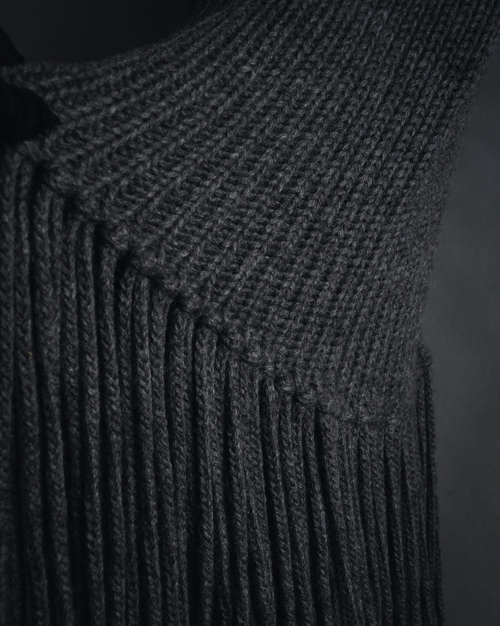 "GUCCI" 2010-11AW ribbed zip-front fringe knit vest