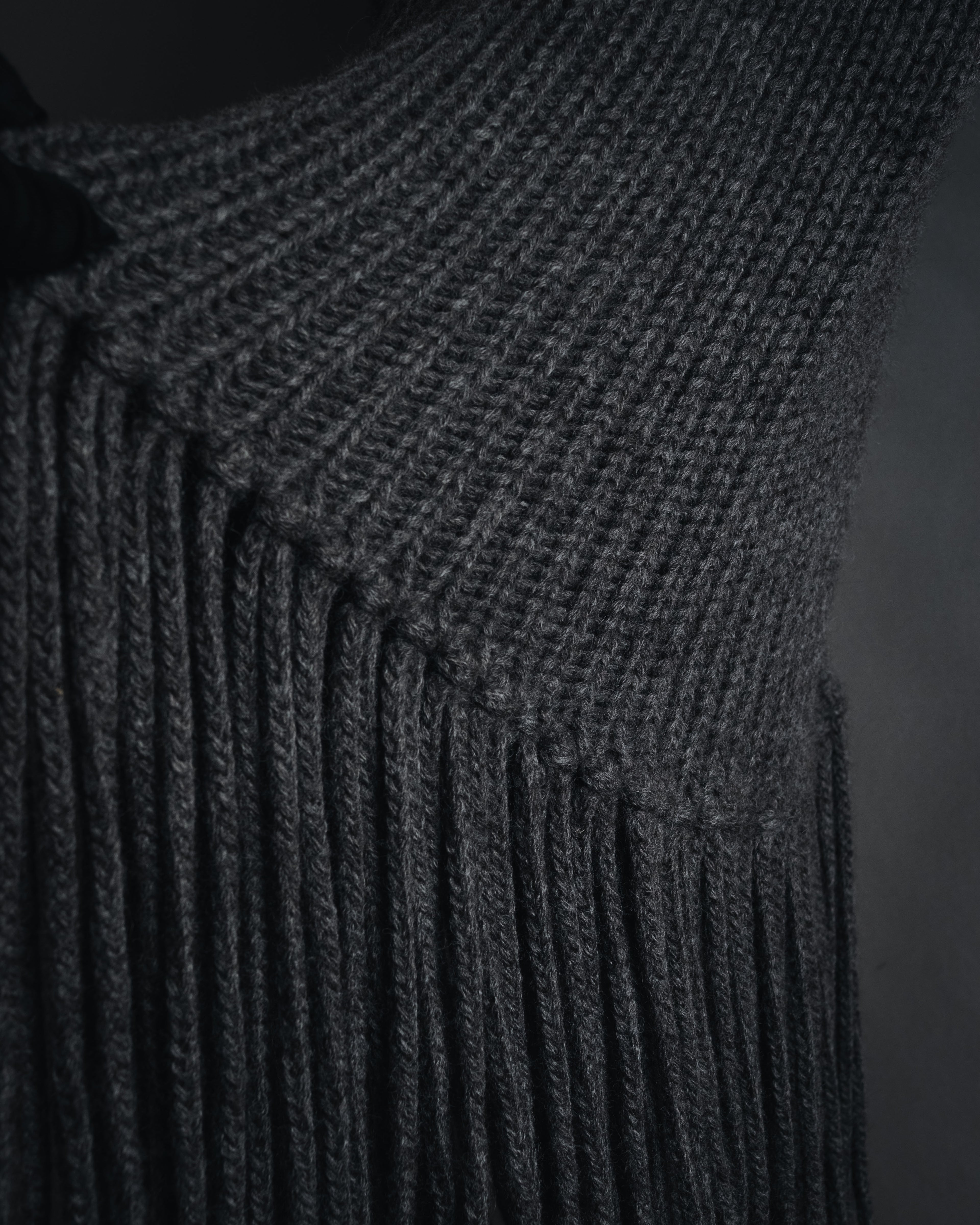 "GUCCI" 2010-11AW ribbed zip-front fringe knit vest