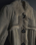 "BURBERRY BLUE LABEL" 00’s Shearling cable-knit pockets coat