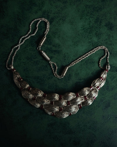 "BALENCIAGA PARIS" 80’s-90’s Sculptural braided metal statement necklace