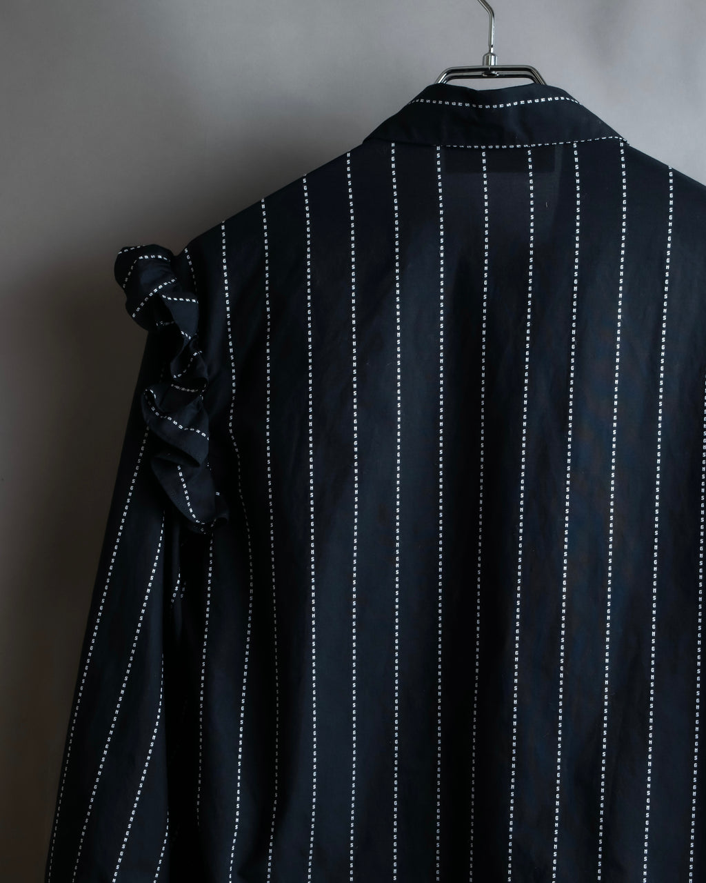 "MSGM" Frill design logo pinstripe pattern shirt
