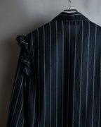 "MSGM" Frill design logo pinstripe pattern shirt