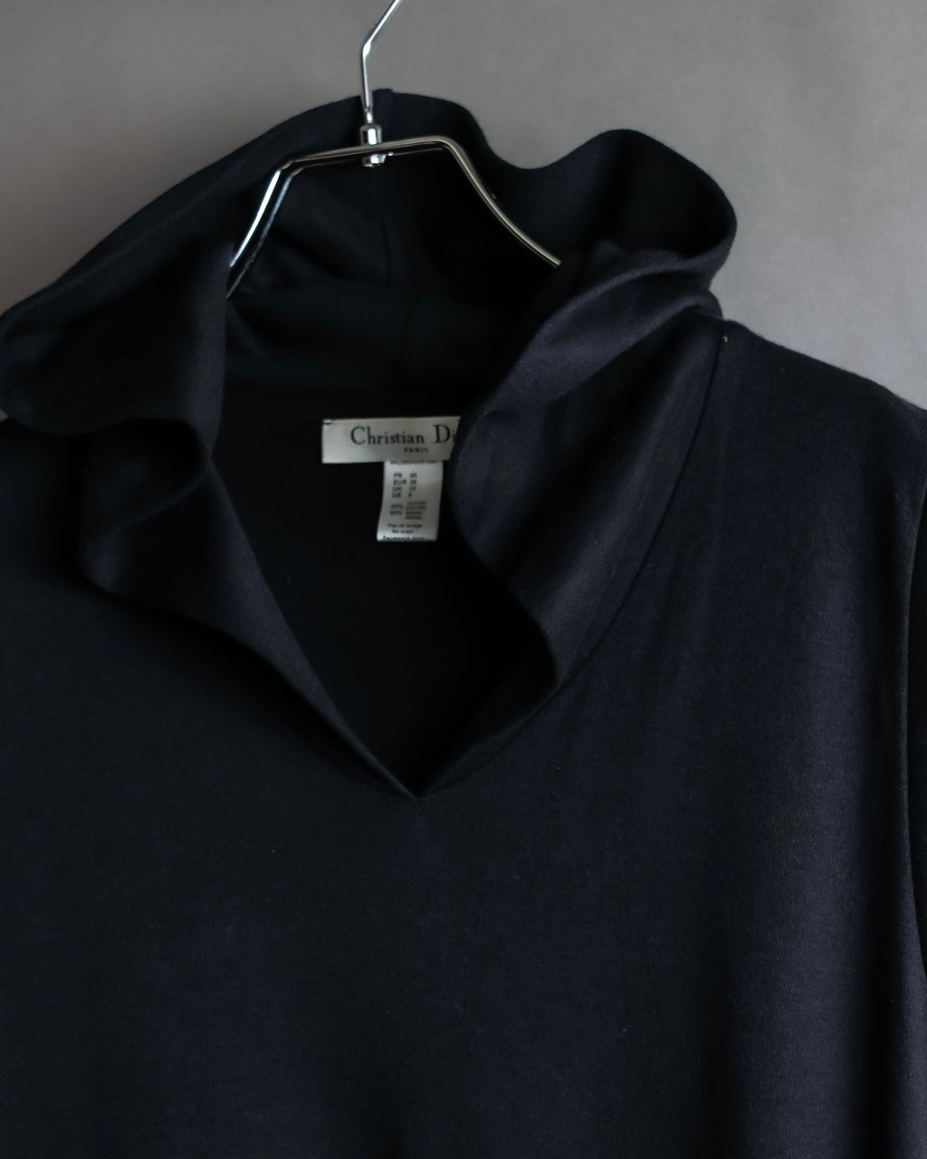 "Christian Dior" Satin ribbon waist detail hooded dress