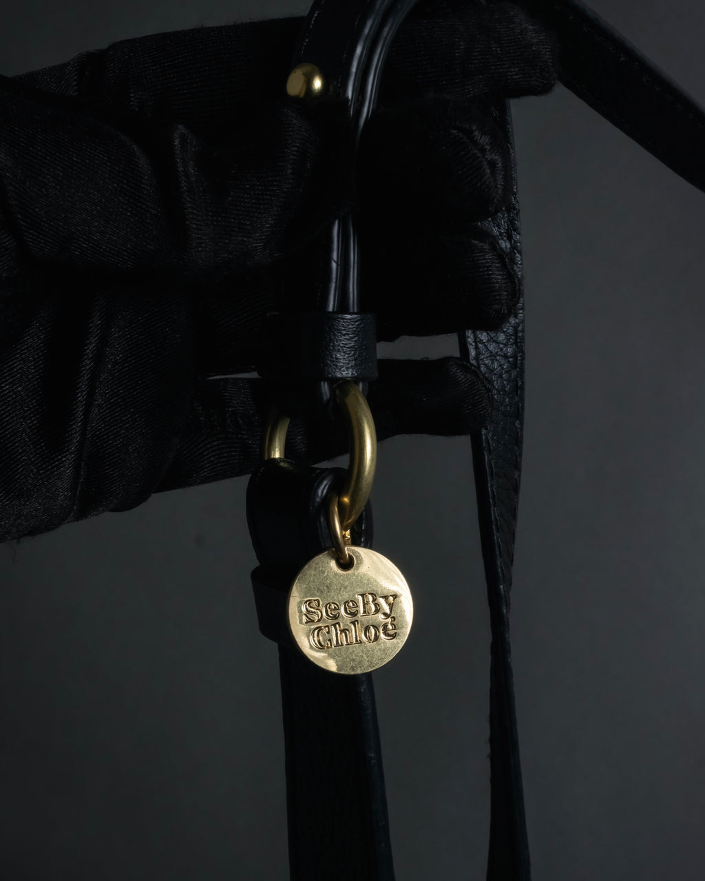 "See by Chloé" Half-moon grommet-detail suede shoulder bag