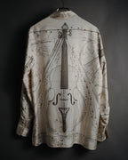 –SPECIAL– "HERMES" 90’s La musique des sphères silk twill printed shirt