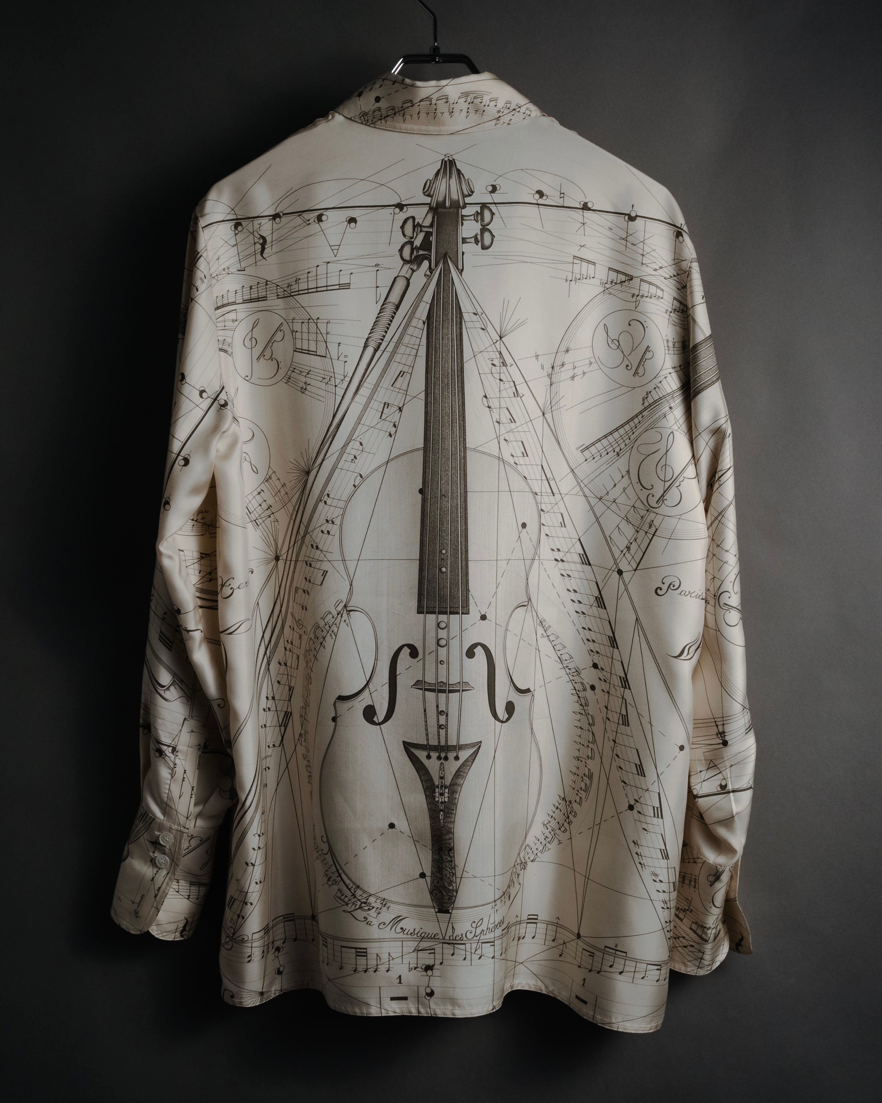 –SPECIAL– "HERMES" 90’s La musique des sphères silk twill printed shirt