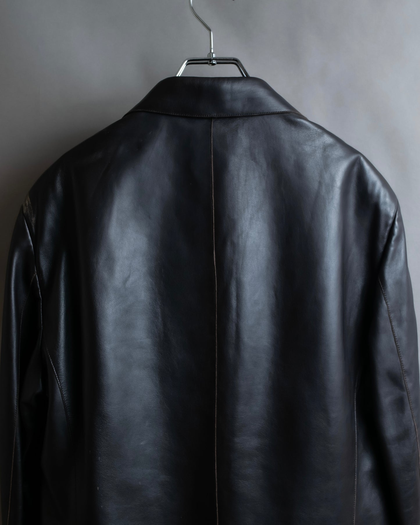 "ARMANI COLLEZIONI" 100% lamb leather oversized tailored jacket