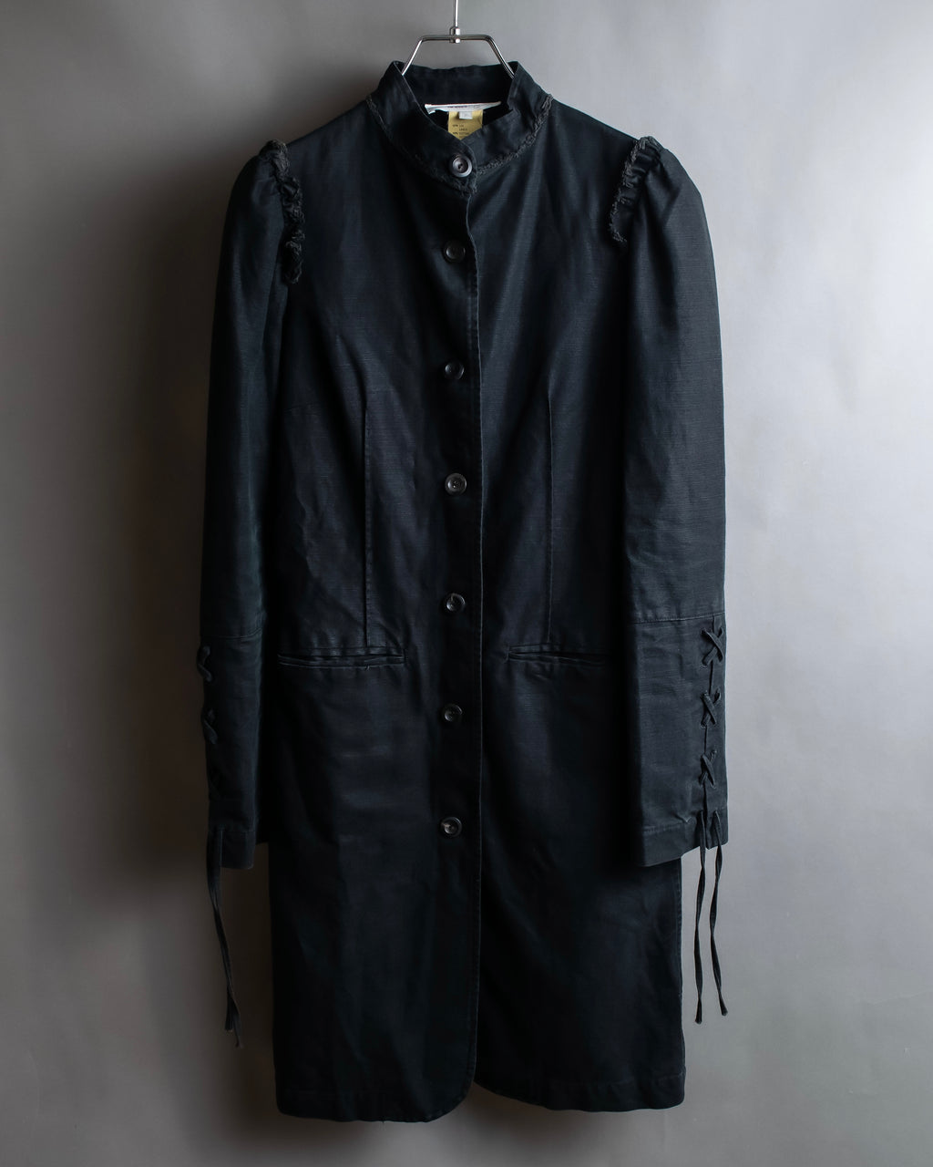 "vanessa bruno" Lace fringe design drawstring cotton linen shirt dress