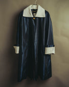 "CELINE" 70's-80's Dramatic contrast collar long coat