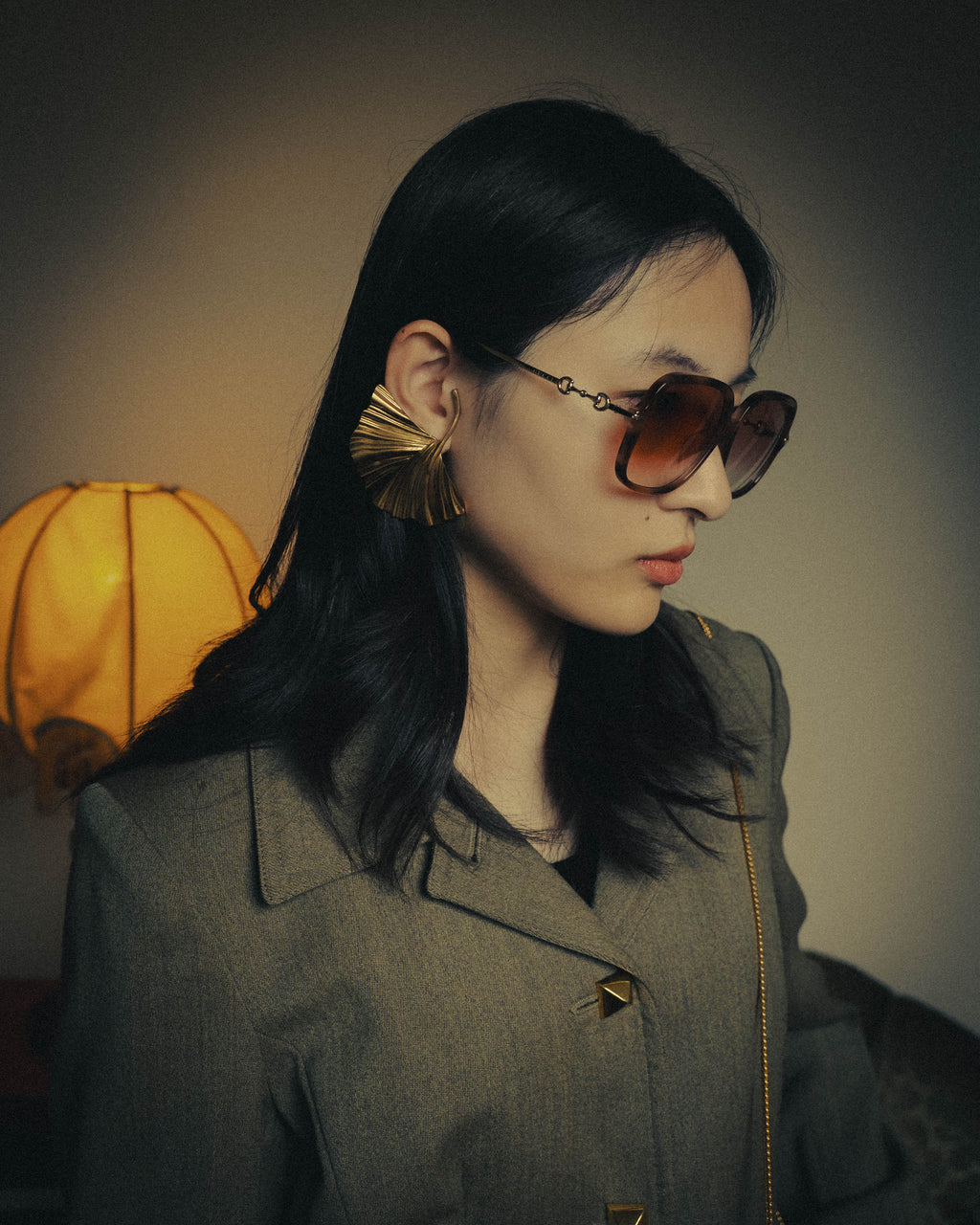 –SPECIAL– "SAINT LAURENT" 20's Sculptural triple palm leaf clip-on earrings