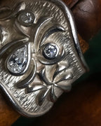 "Vintage flower motif silver ring"