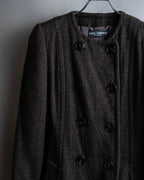 "DOLCE & GABBANA" Fringe scarf included double-breasted coat