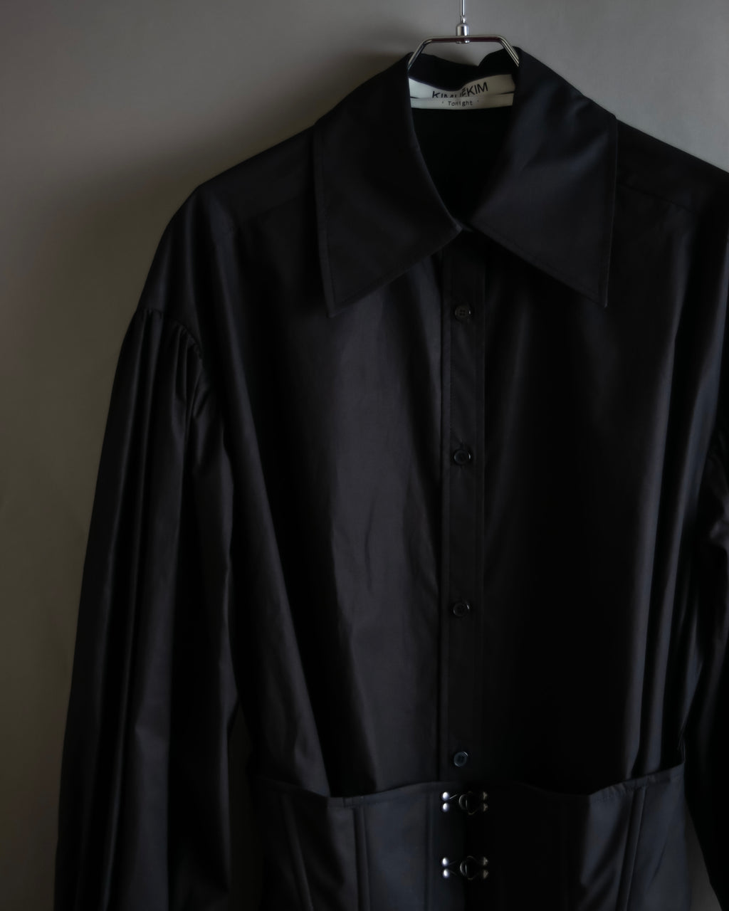 "KIMHĒKIM" Bondage corset belt design shirt dress