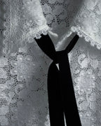 "GUCCI" Michele period floral lace design bow tie shirt