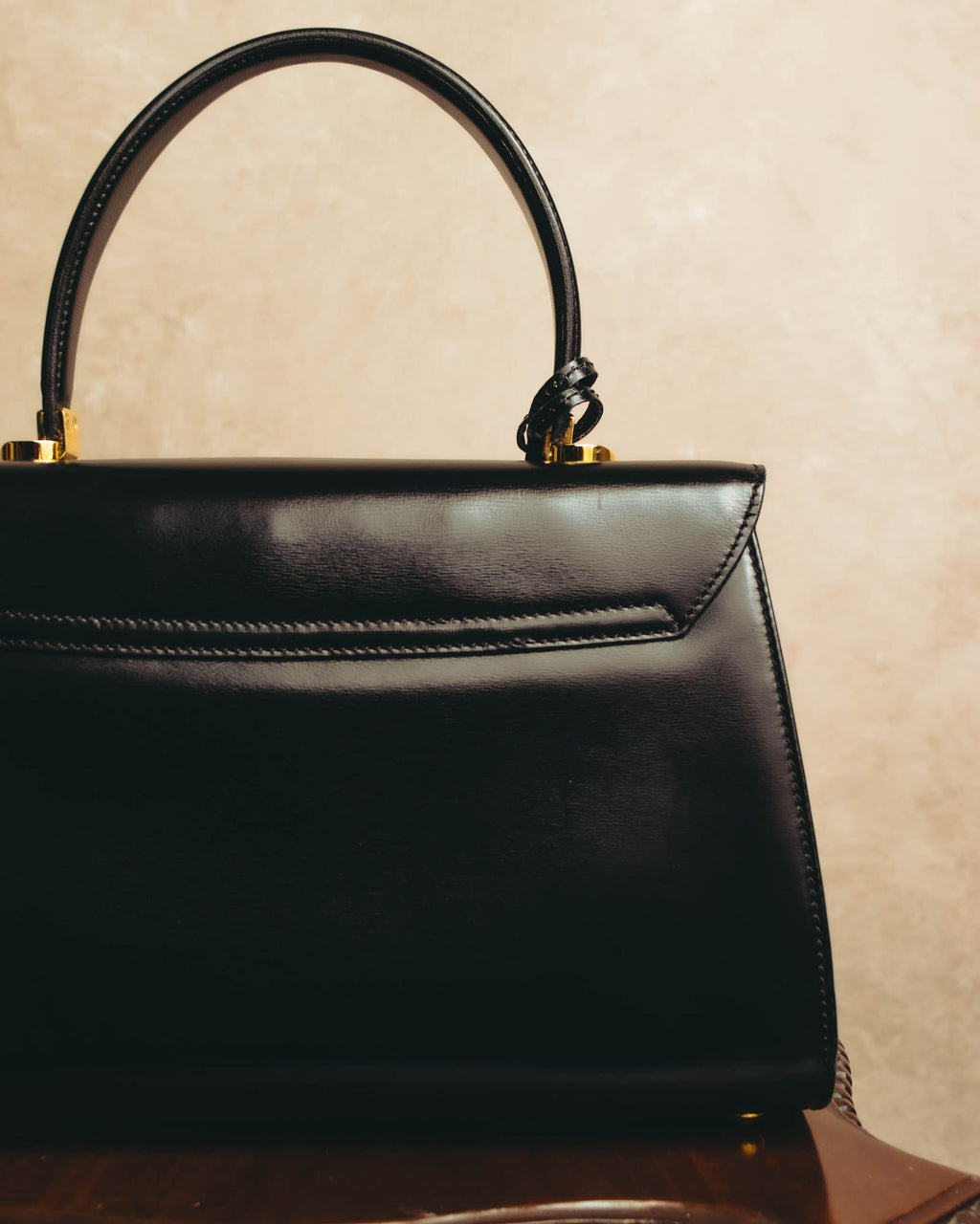 "LORENZO de MEDICI" 80's-00's Structured leather top handle handbag