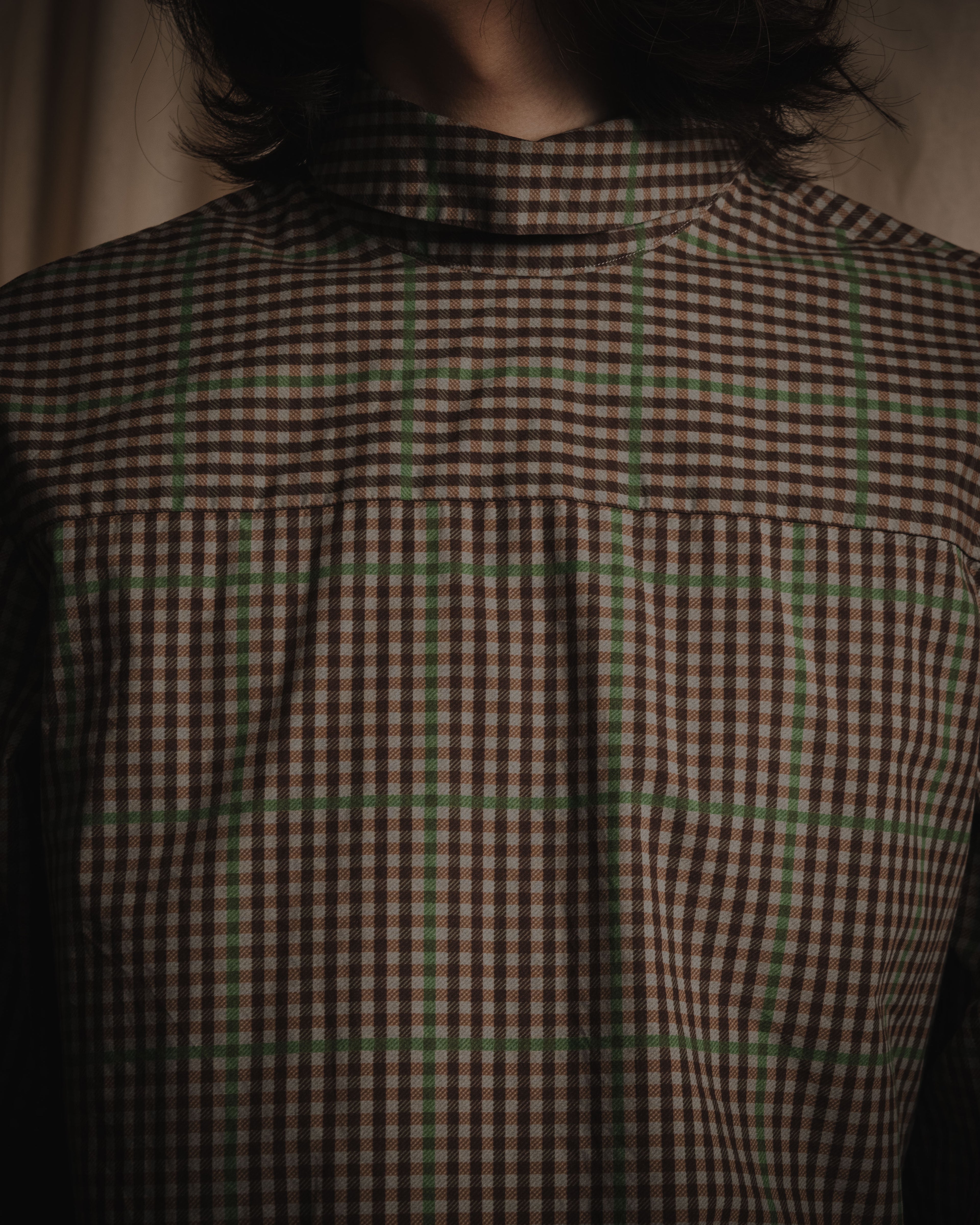 "Dries Van Noten" Longline windowpane check band collar shirt