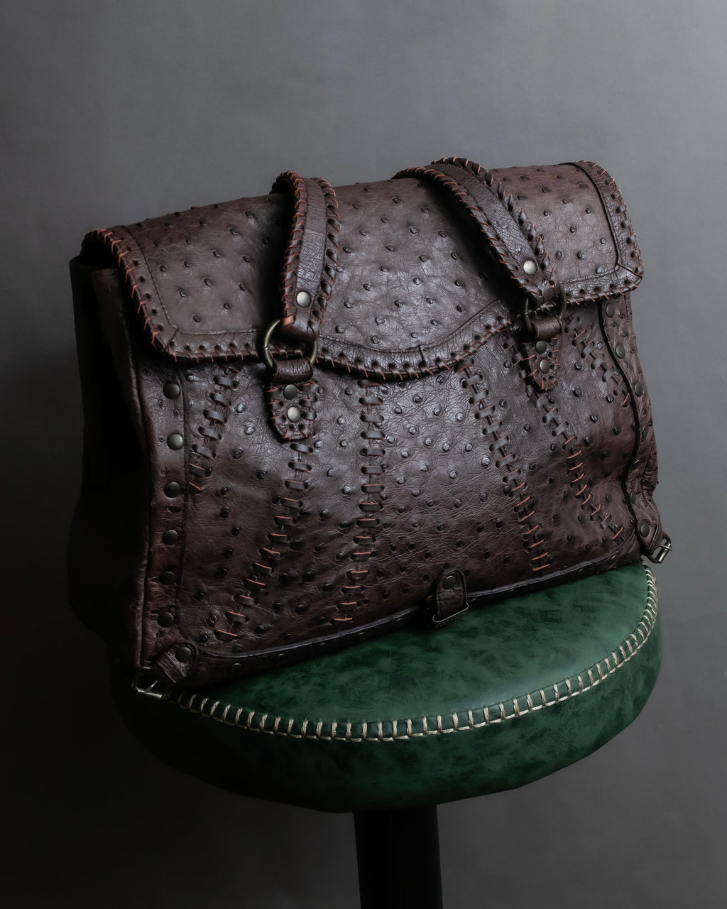 "Vintage JRA standard ostrich leather bag"