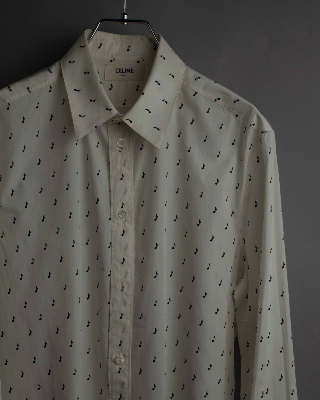 "CELINE" Musical note motif cotton shirt