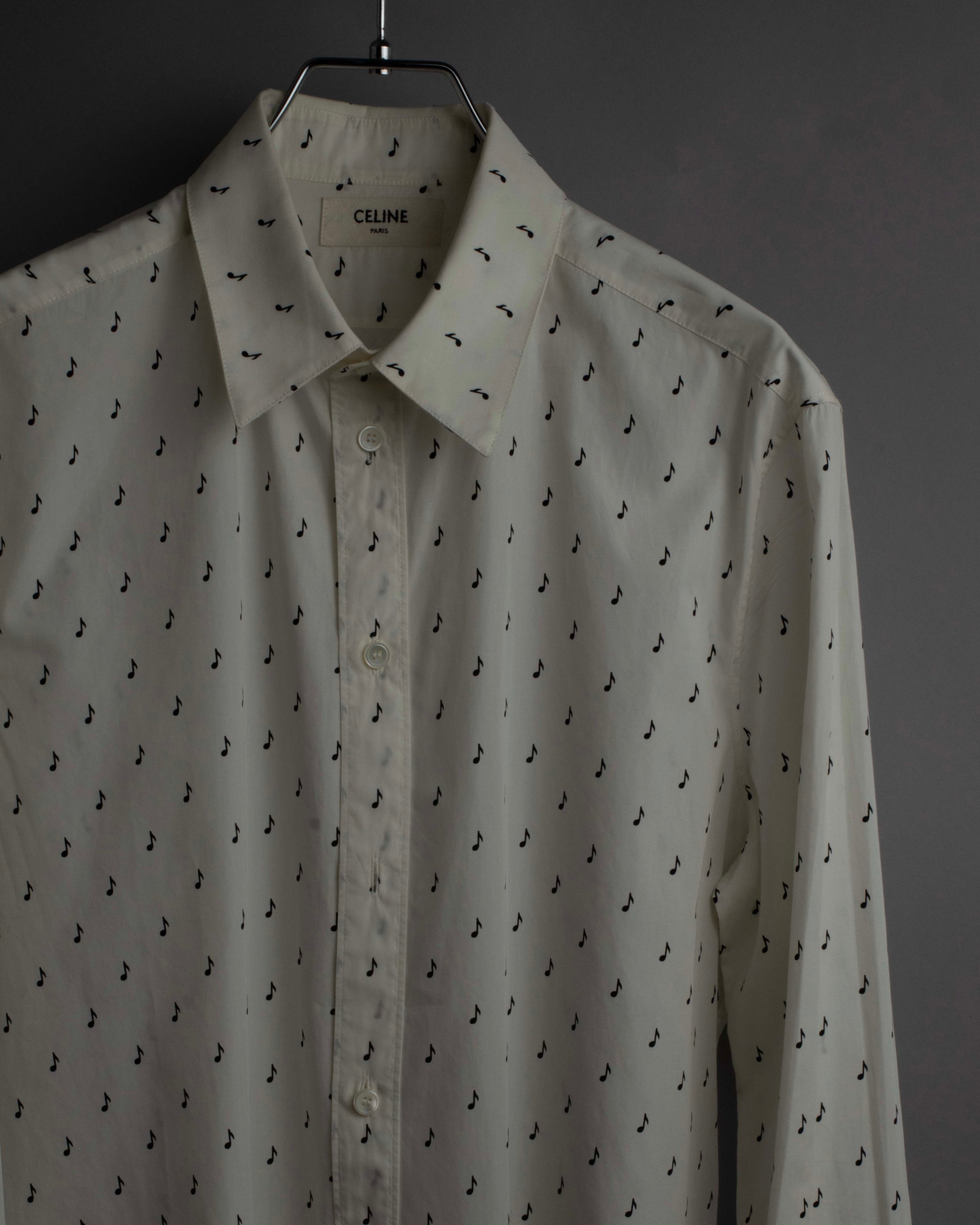 "CELINE" Musical note motif cotton shirt