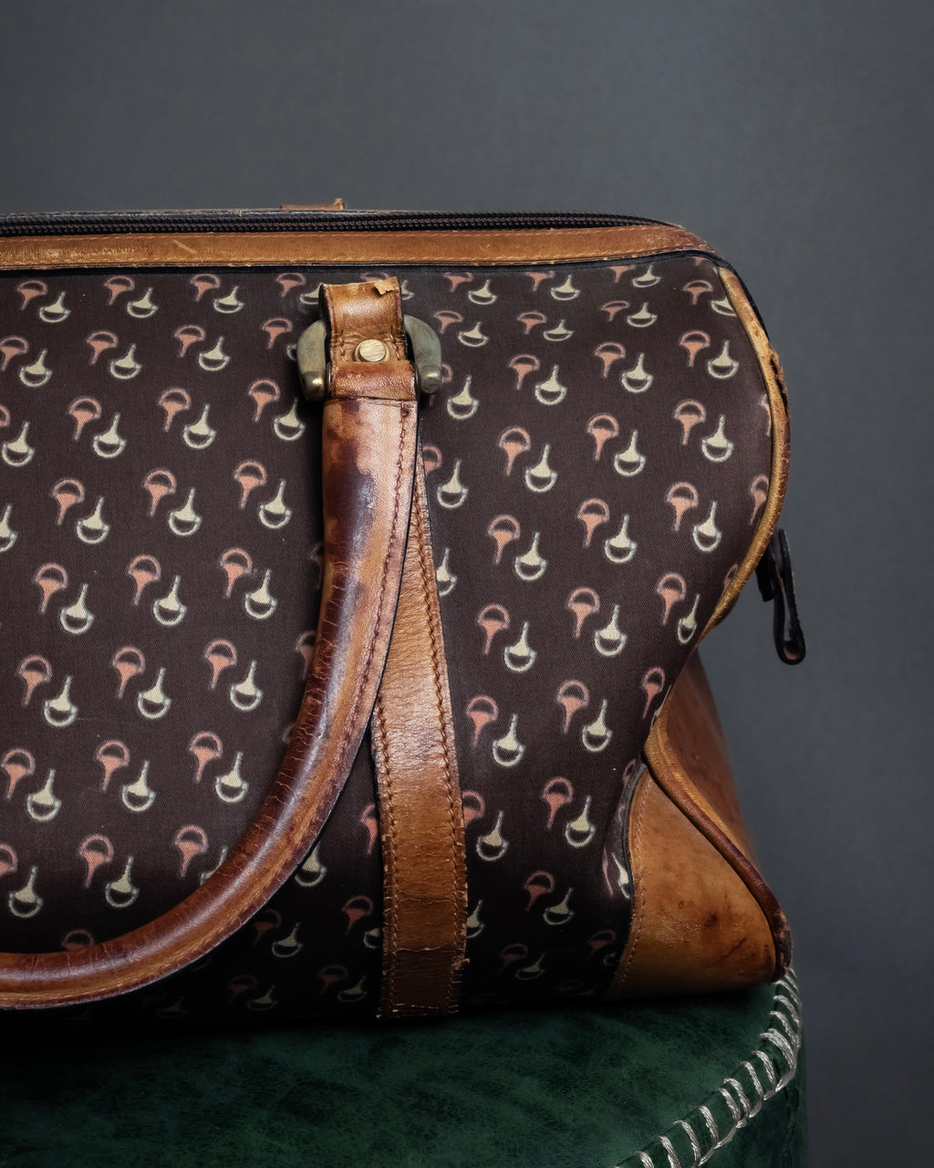 "GUCCI" Vintage horse harness motif pattern mini boston bag