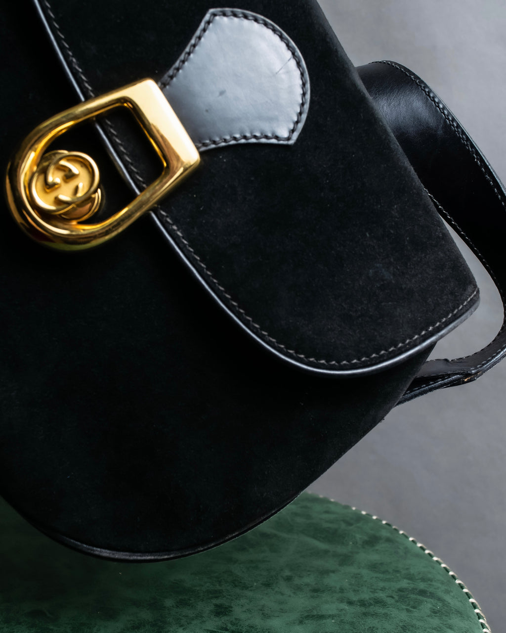 "GUCCI" Interlocking G design suede bag