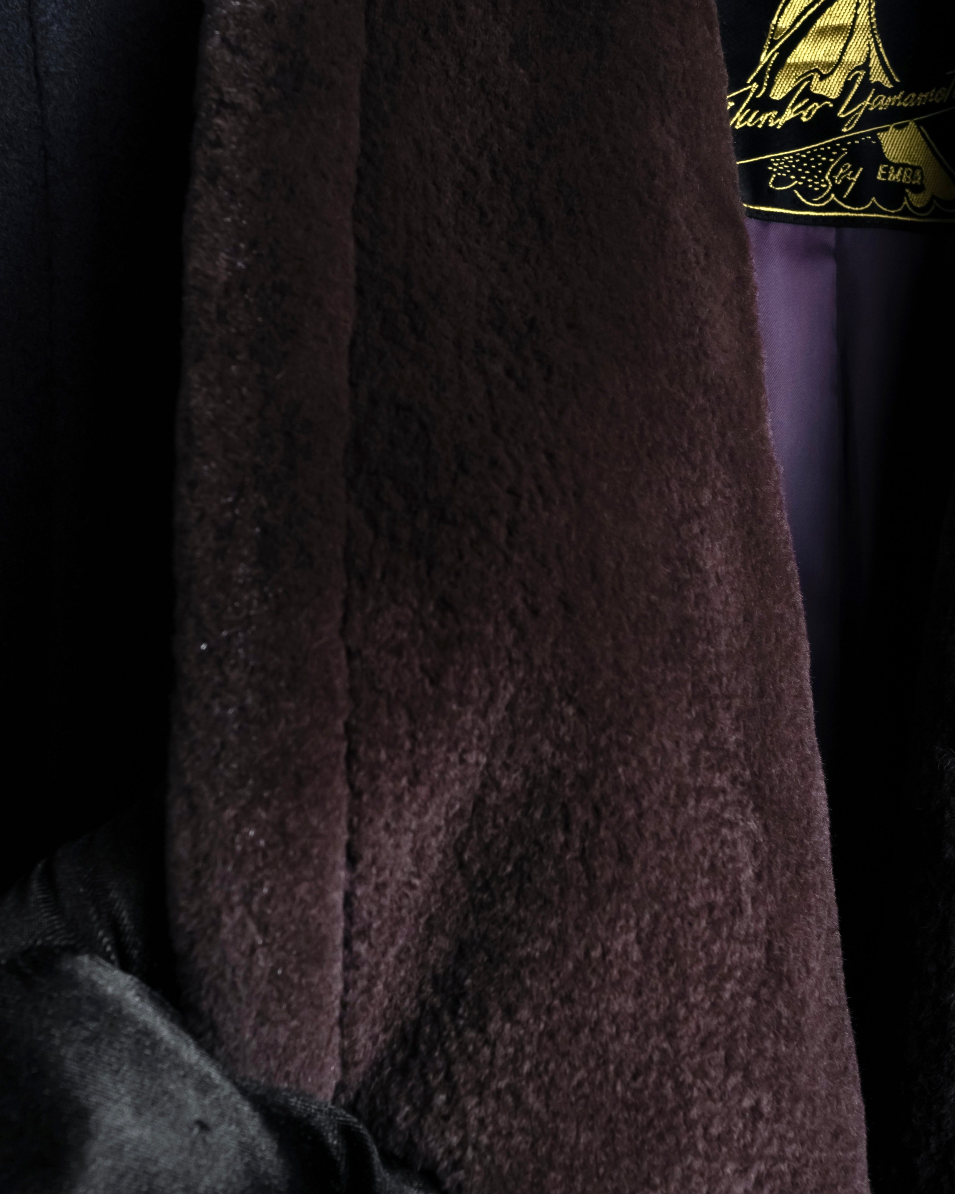 "Junko Yamamoto" Fur-trimmed design long cashmere blend coat