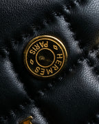 "HERMES" H logo＆gold stud design leather gloves