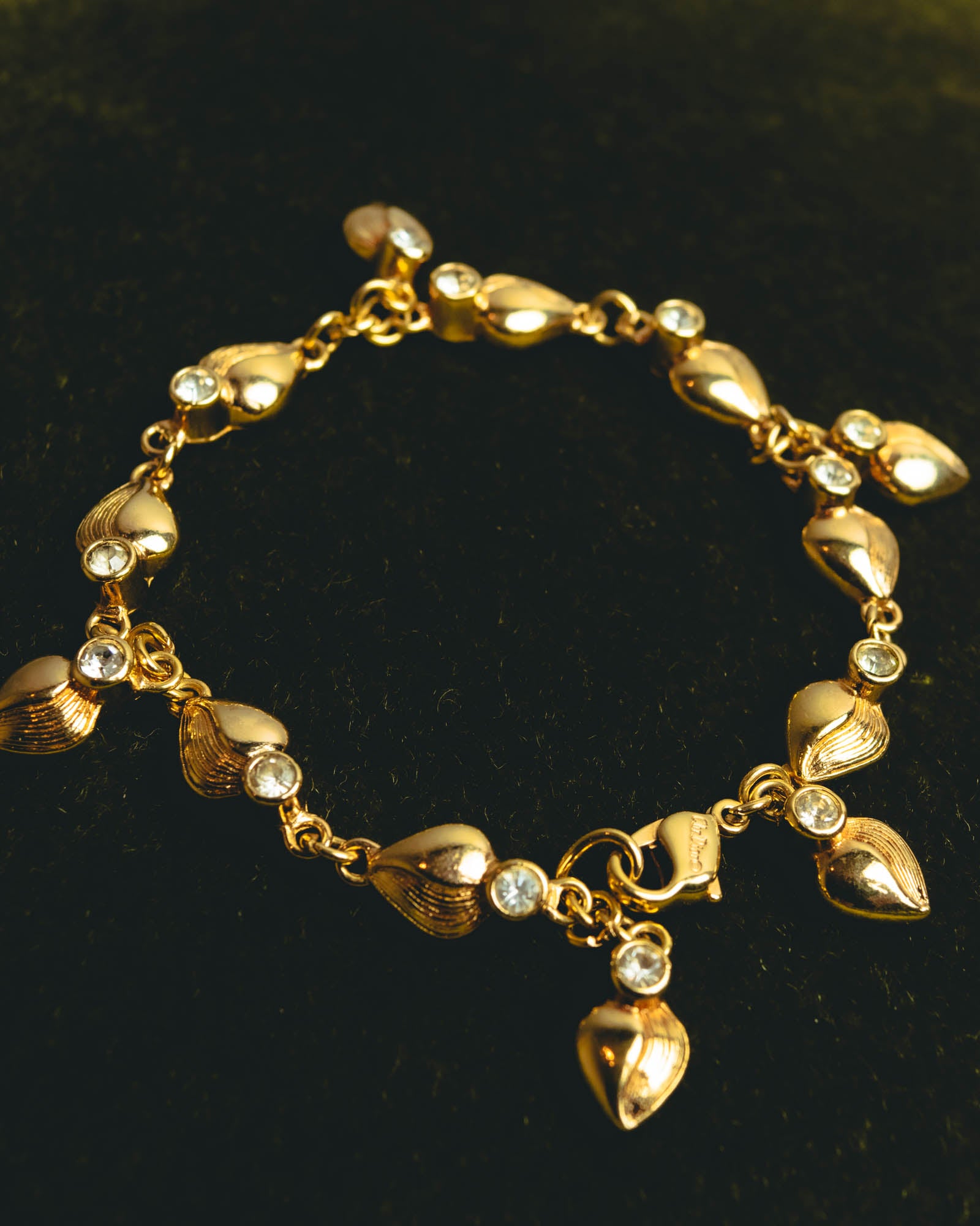 "Christian Dior" 80's-90's Sculptural leaf charm bracelet