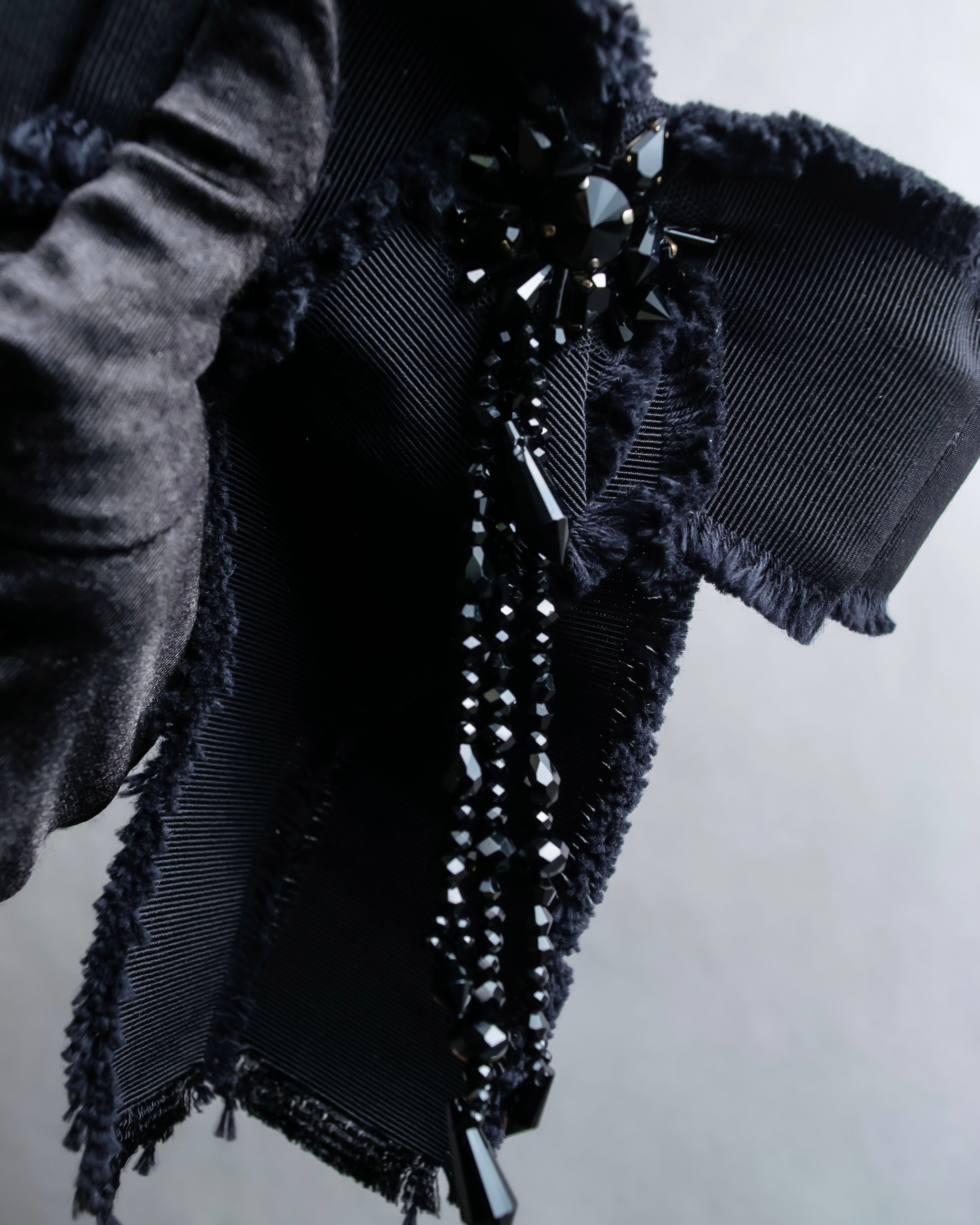 "GUCCI" Black bejeweled grosgrain ribbon