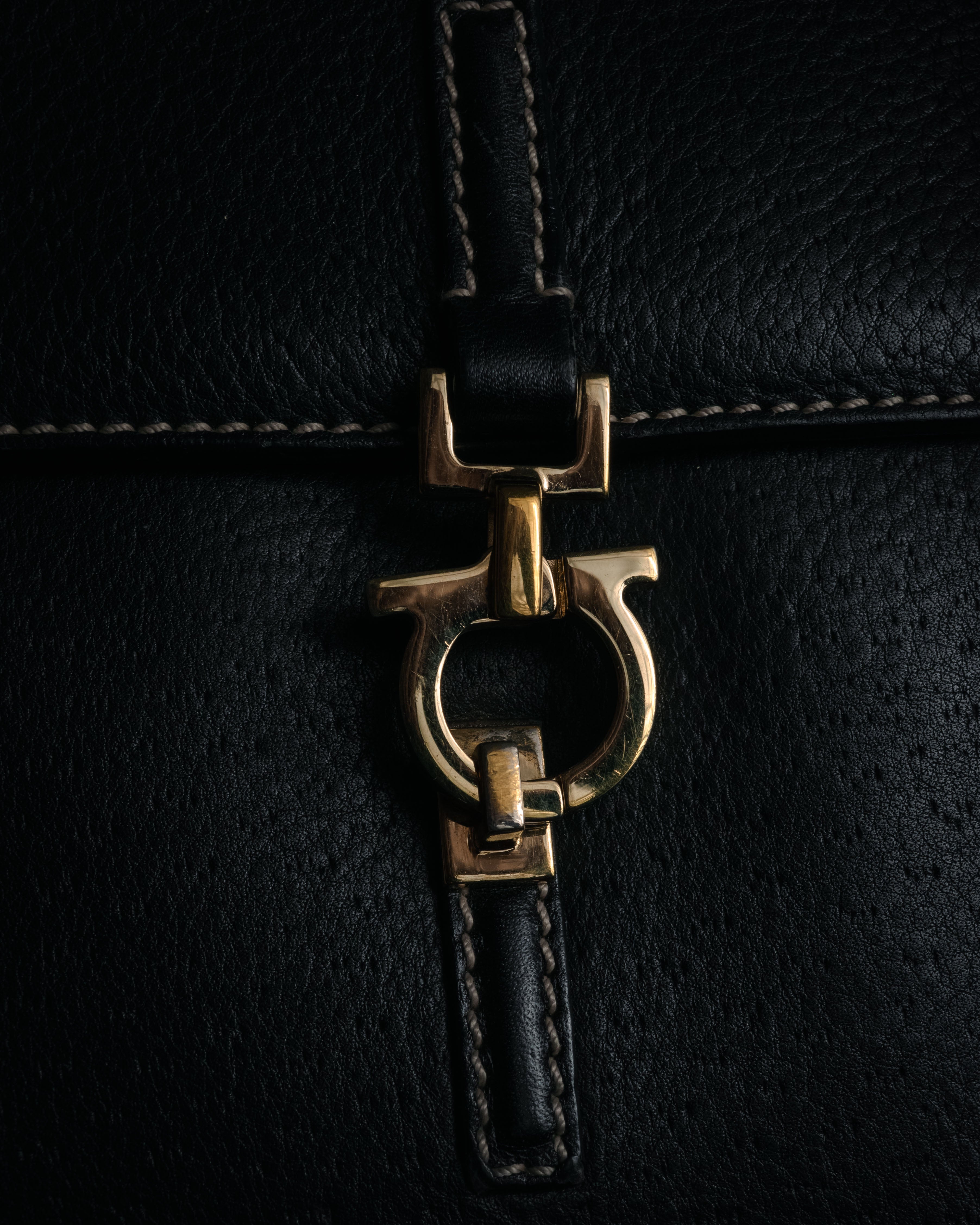 “Salvatore Ferragamo” 90's–00's Gancini leather handbag