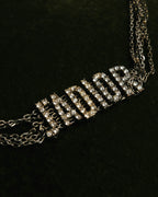 "Christian Dior" Rhinestone logo choker necklace