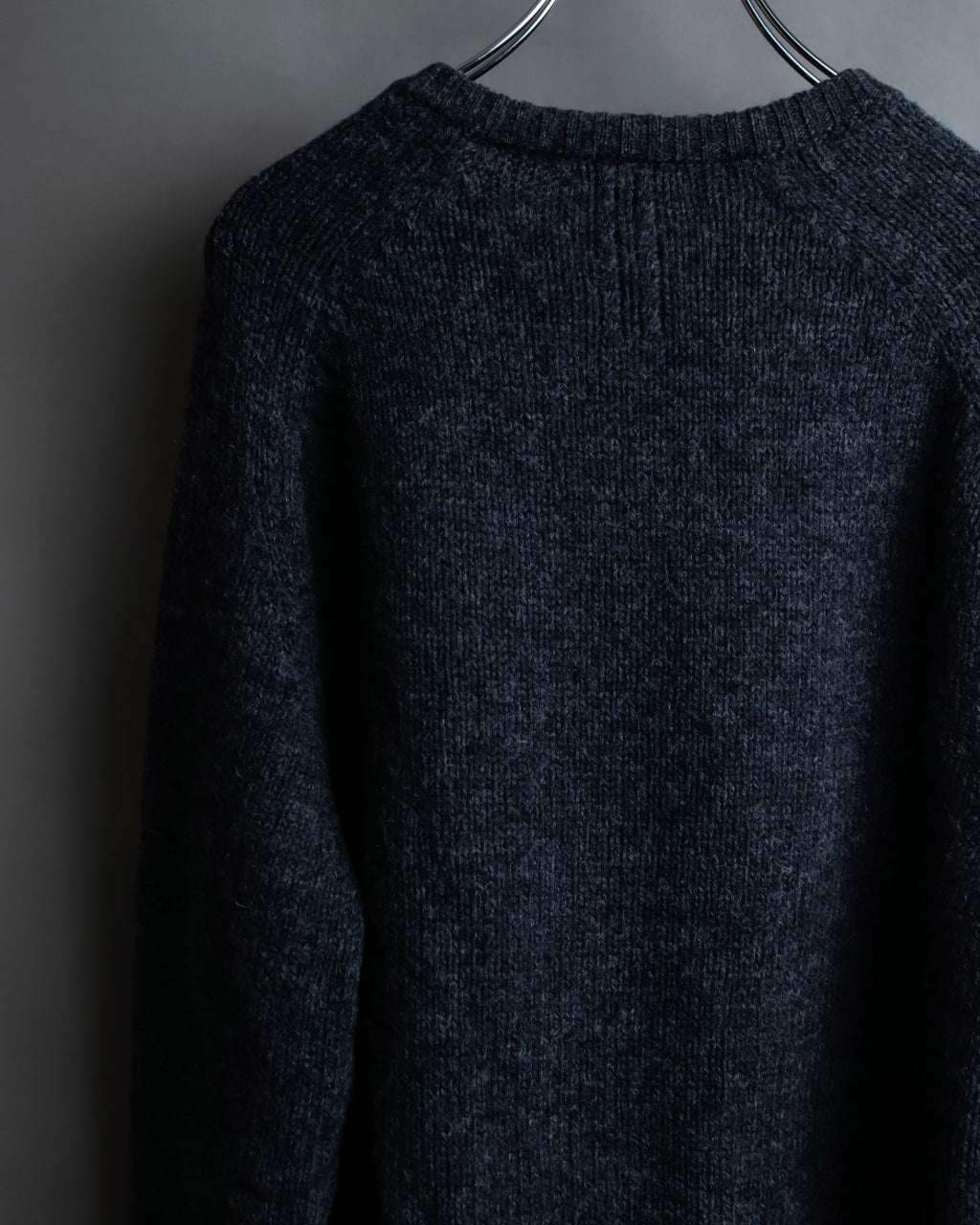 "Saint Laurent" Long-haired wool charcoal tone knit pullover