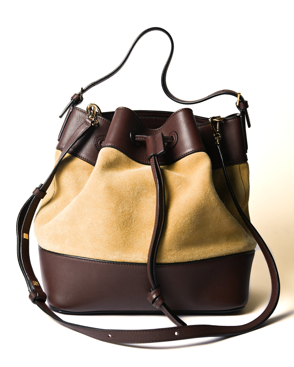 LOEWE/ “Midnight” Suede Mixed Drawstring Shoulder Bag