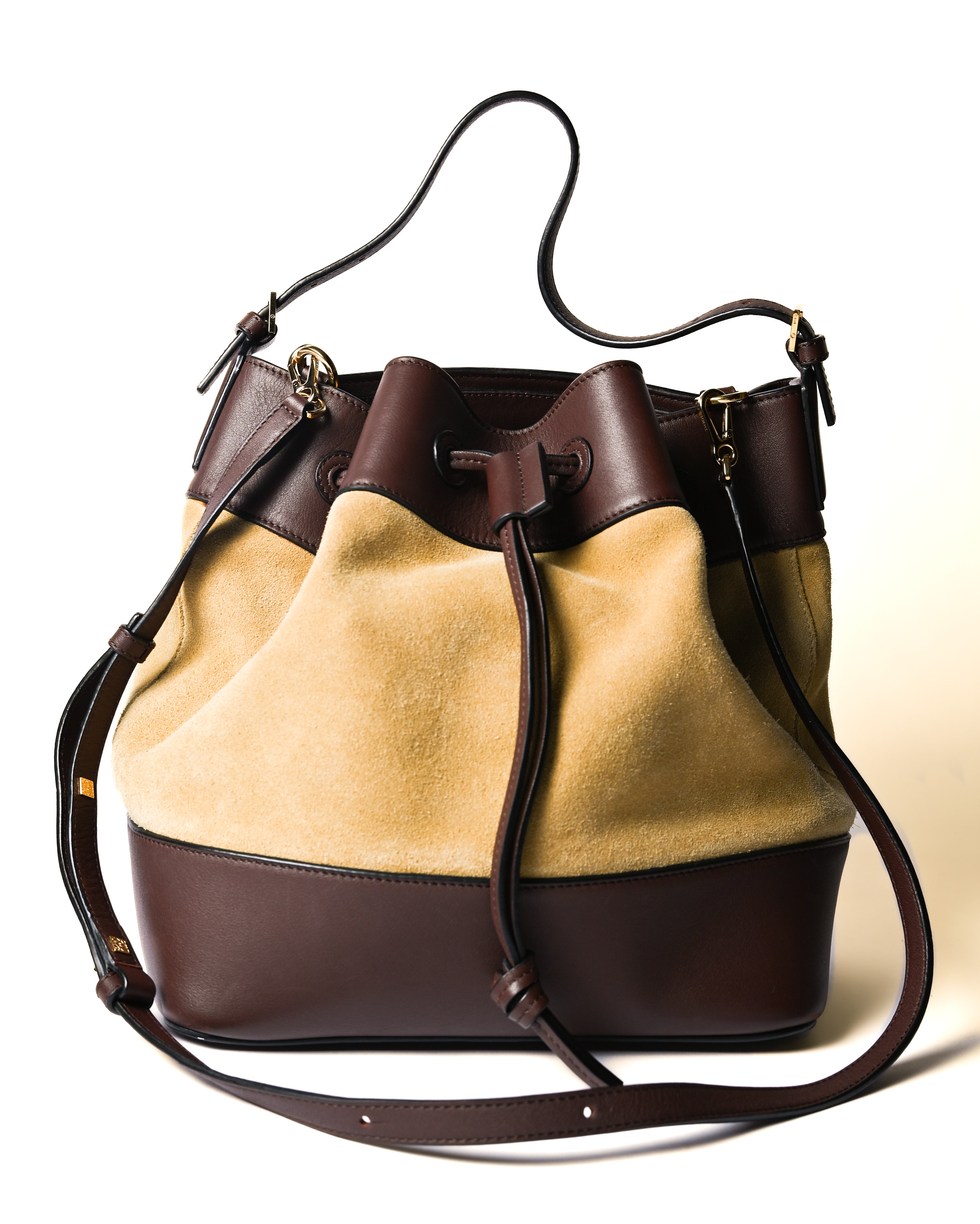 LOEWE/ “Midnight” Suede Mixed Drawstring Shoulder Bag