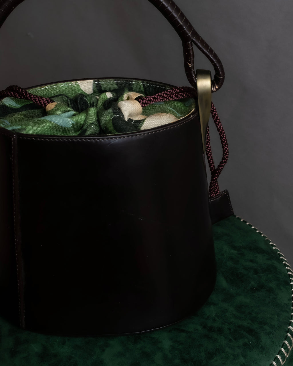 "KENZO" Camouflage design drawstring leather bag