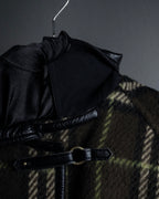 "BURBERRY" Leather switching design check tweed coat