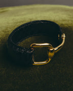 -SPECIAL- "GUCCI" 70's-80's Iconic horsebit crocodile leather cuff bangle