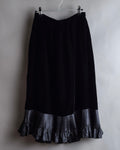 "CELINE" Pleated satin hem velvet flare skirt