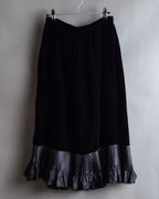 "CELINE" Pleated satin hem velvet flare skirt