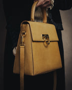 -SPECIAL- “Salvatore Ferragamo” 90’s lizard leather gancini 2way flap bag