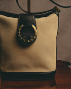 "Tiffany & Co." Vintage two tone canvas and leather shoulder bag