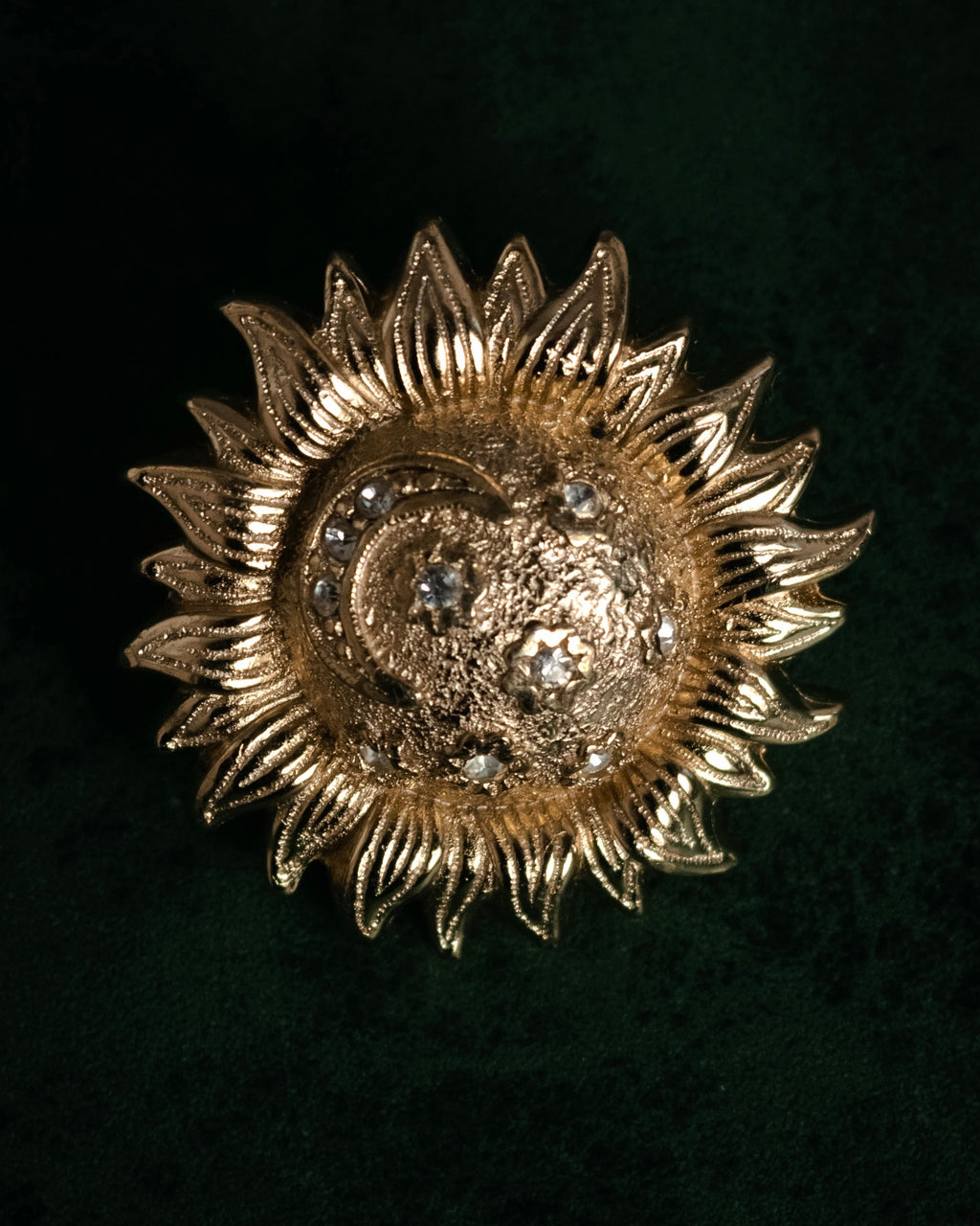 “Christian Dior” 80’s–Early 90’s Sun and moon motif rhinestone brooch