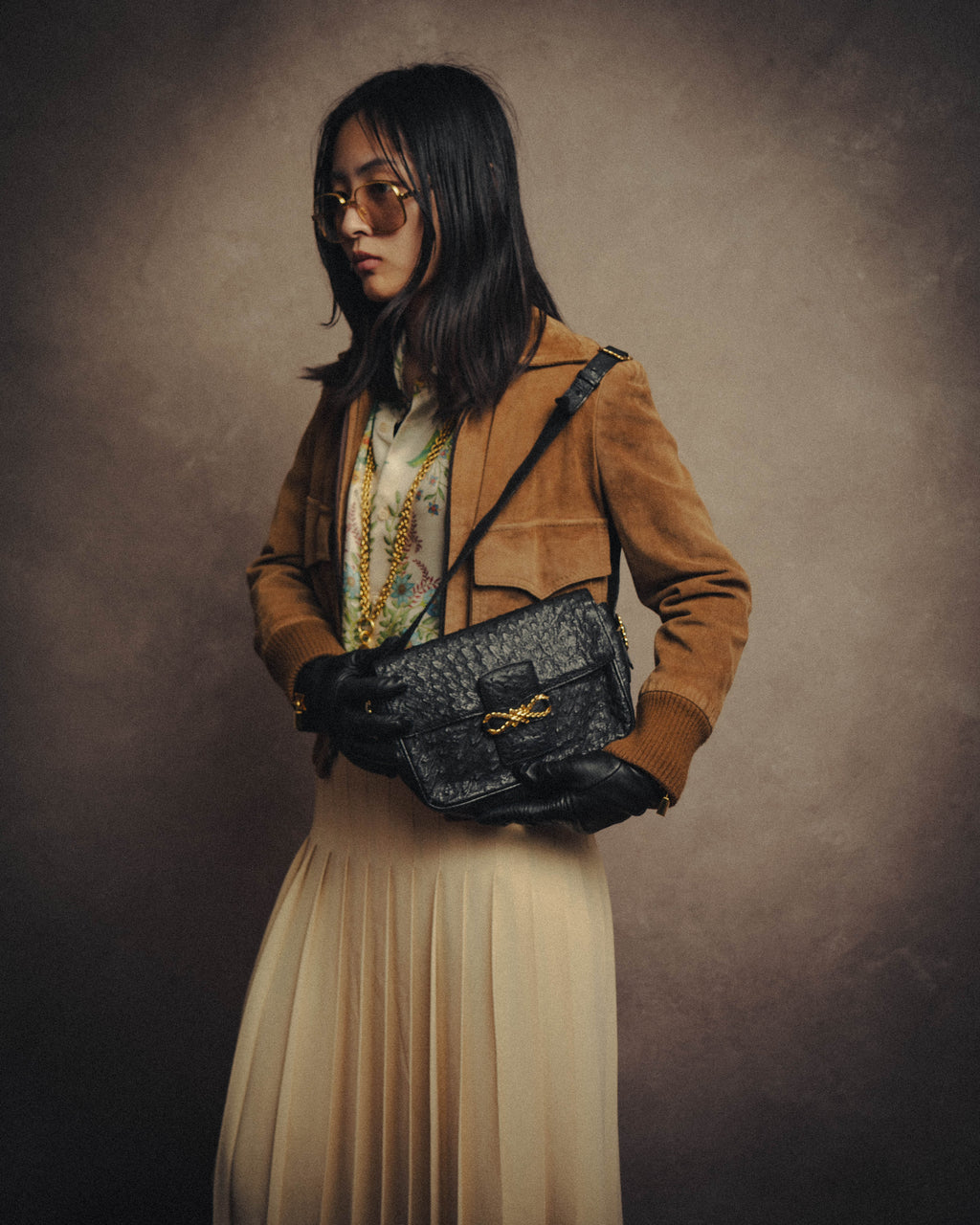 -SPECIAL- “CELINE“ 00’s-10’s Ostrich embossed leather shoulder bag