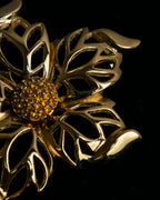 "Christian Dior" Floral motif gold brooch