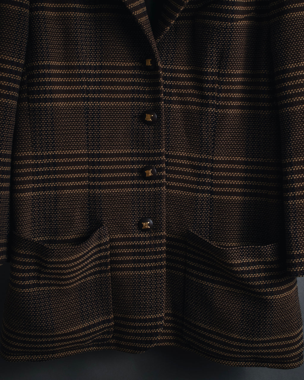"CELINE" Late 80s–Early 90s velvet-collar woven jacket